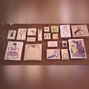 Female related wooden rubber stamps